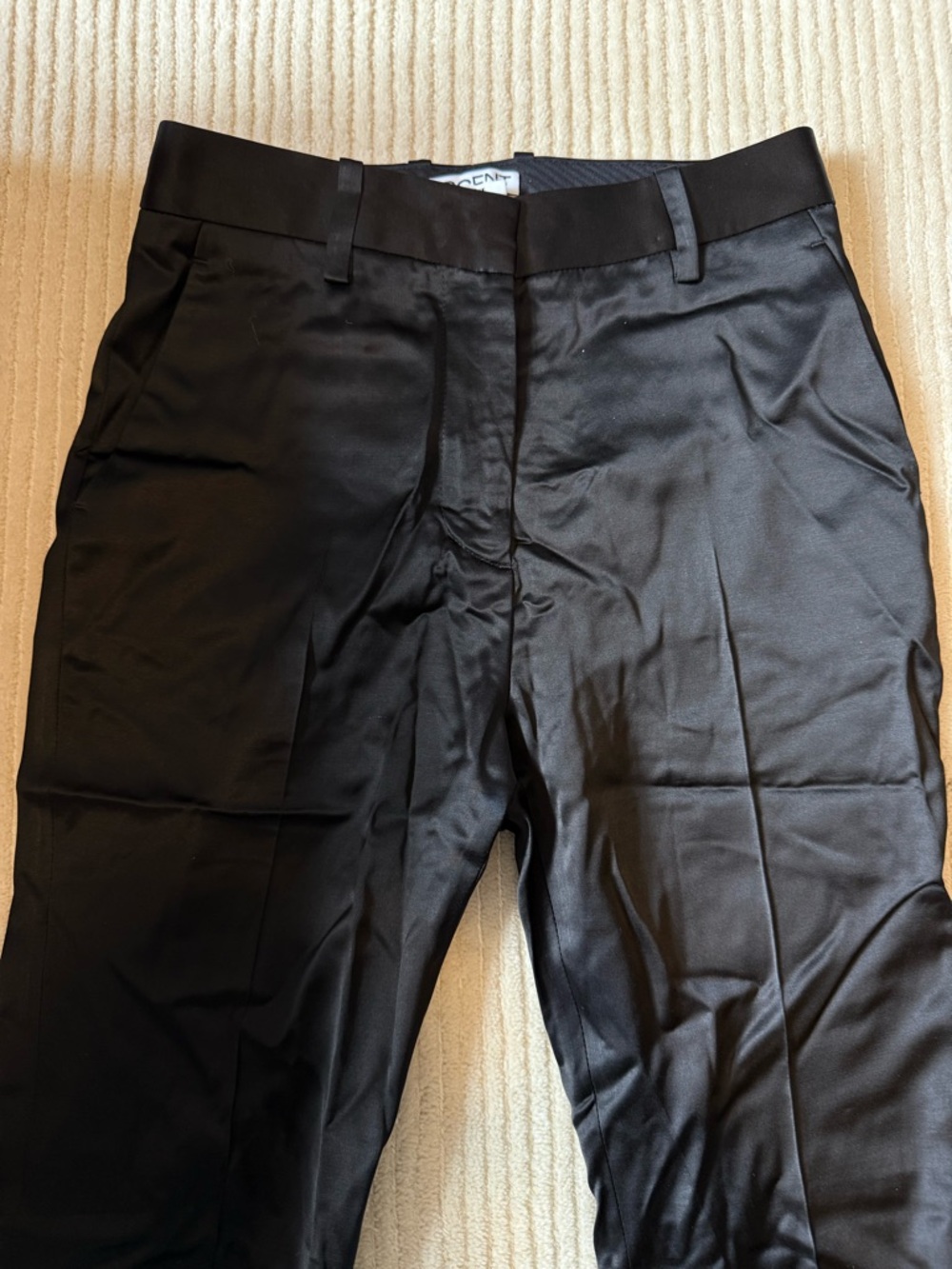 NWT Argent - Straight Leg Trouser in Satin Viscose Wool | Black 0